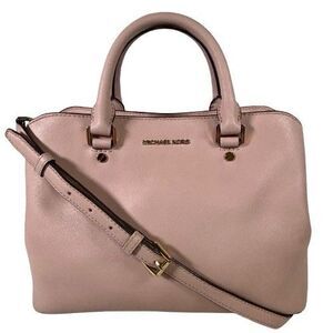 Michael Kors Savannah Pink Saffiano Leather Satchel Crossbody Bag Purse Handbag